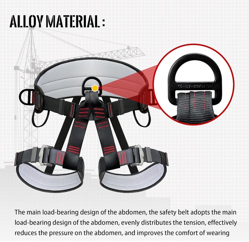 DIJJIG Climbing Belts, Thicken Professional Half Body Safety Belt Climbing Gear for Tree Climbing, Fire Rescue, Roofing - Image 3